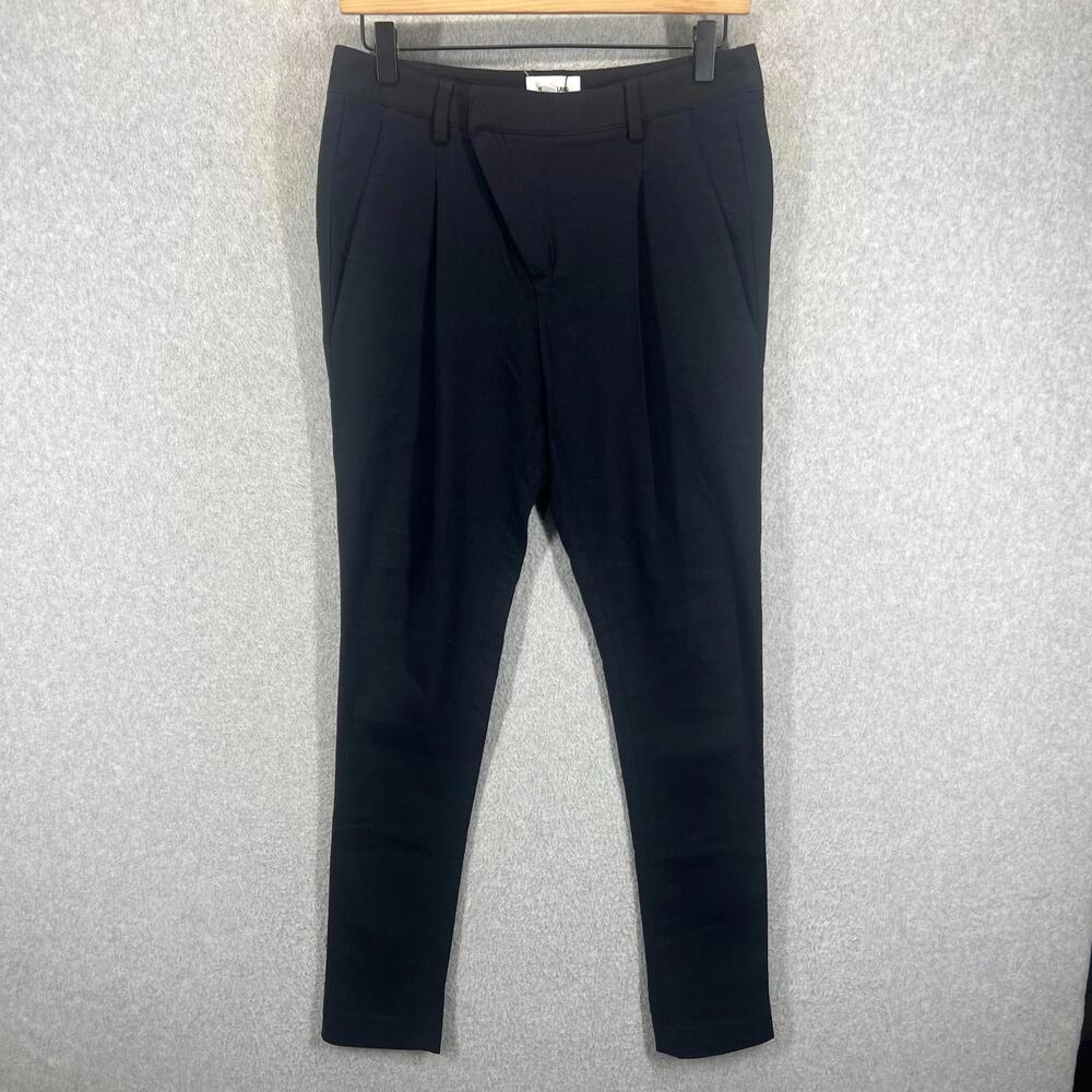 Helmut Lang Black Womens 0 Pleated Pants Asymmetrical Zip Wool Blend NWT